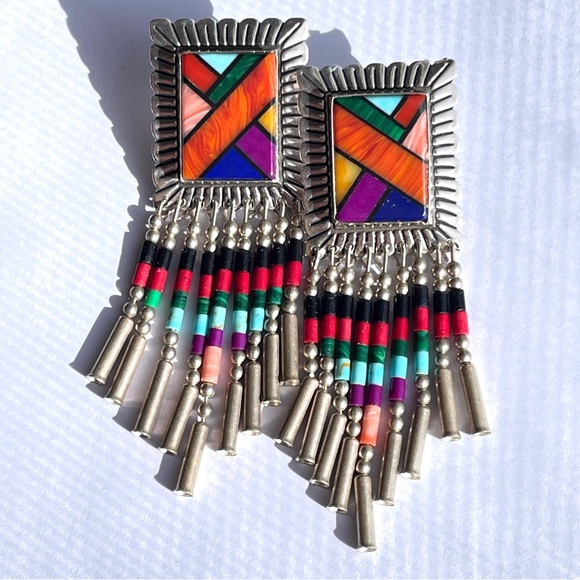 Vintage Native American 950 Silver Spiny Oyster Lapis Lazuli Inlaid Ring - Picture 8 of 8